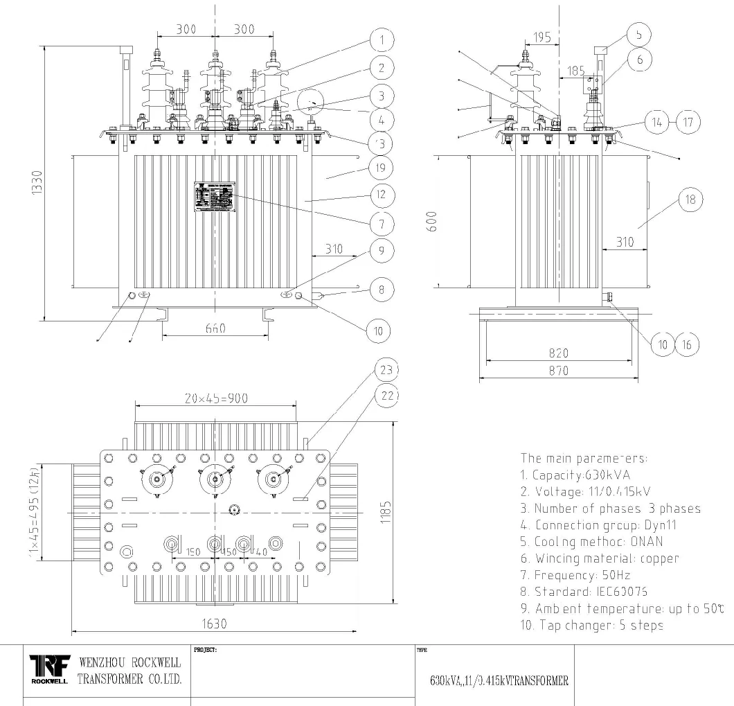 Three Phase Transformer 400kVA, 30/0.4kv (H59 type) + Dropout Fuse (set of 3PCS)