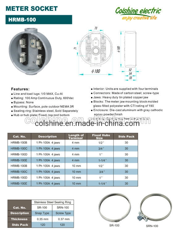 100A Electric Meter Socket / Base